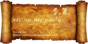Vályi Mátyás névjegykártya